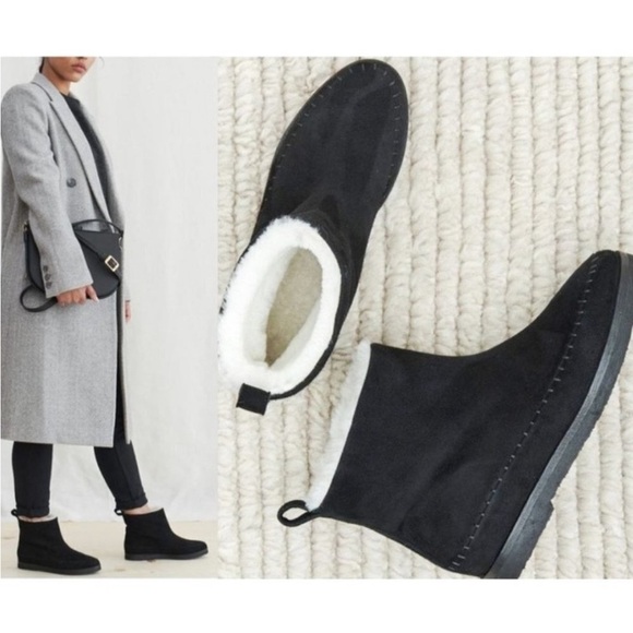 Jenni Kayne Shoes - Jenni Kayne Suede Moc Shearling Lined Slip On Ankle Snow Boots Black Women’s 40